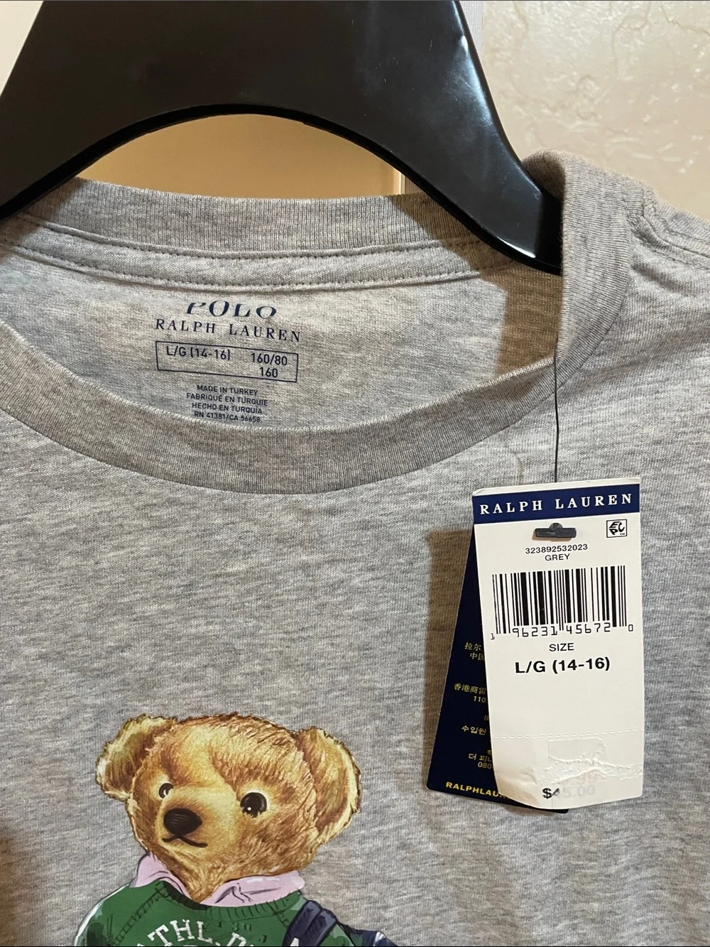 Ralph Lauren Kids Gray Polo Bear Graphic Tee